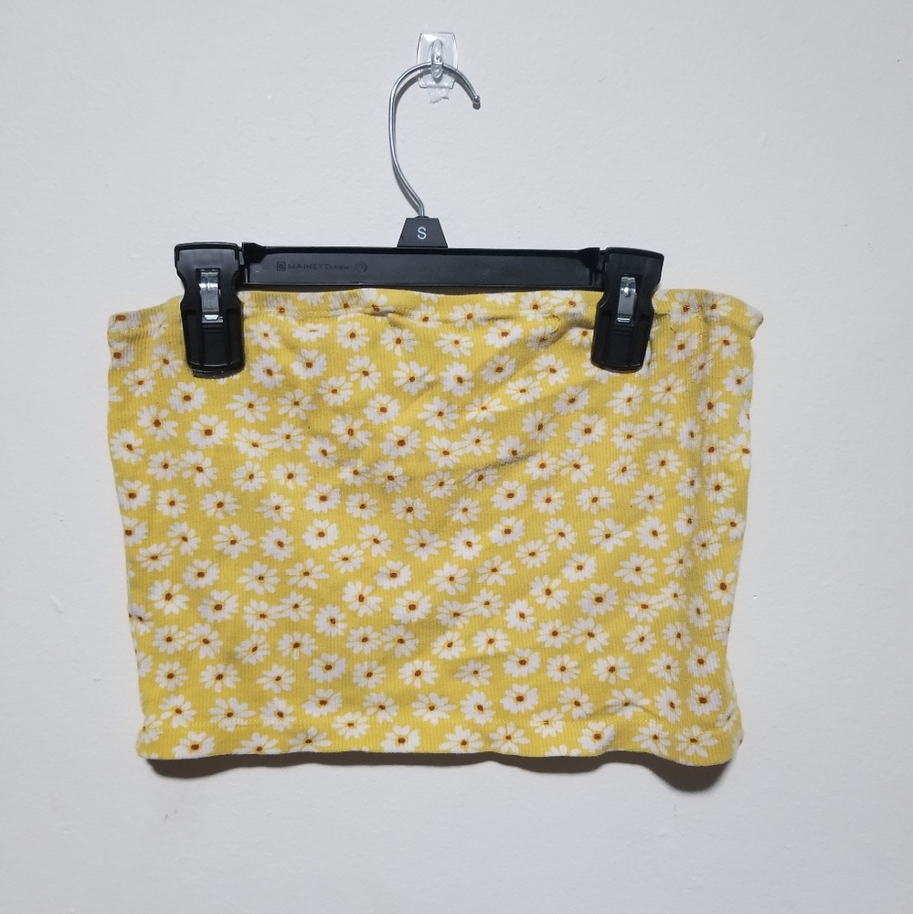 Large Sunflower Tube Top Floral Top for Women L Floral Design Crop Sleeveless